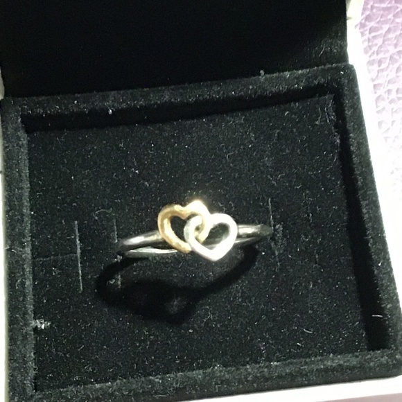 Pandora Two-Tone Interlocking Hearts Ring - Picture 1 of 9